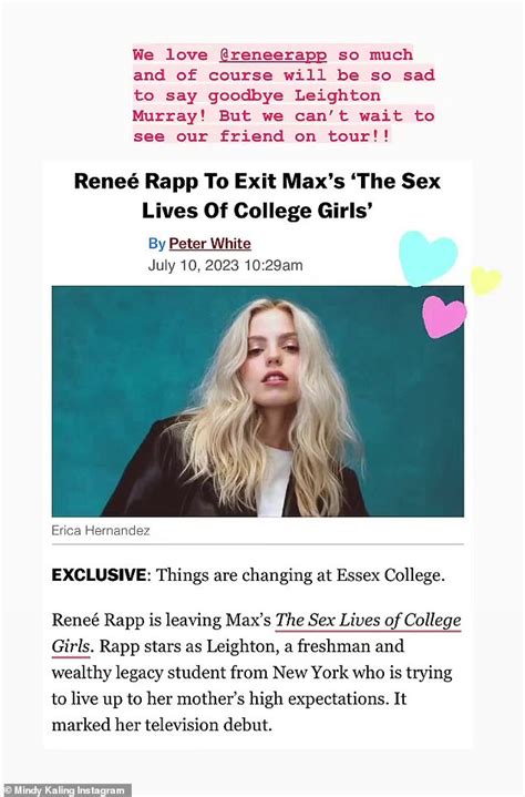 Ren E Rapp Quits Mindy Kaling S Hbo Series Sex Lives Of College Girls Daily Mail Online