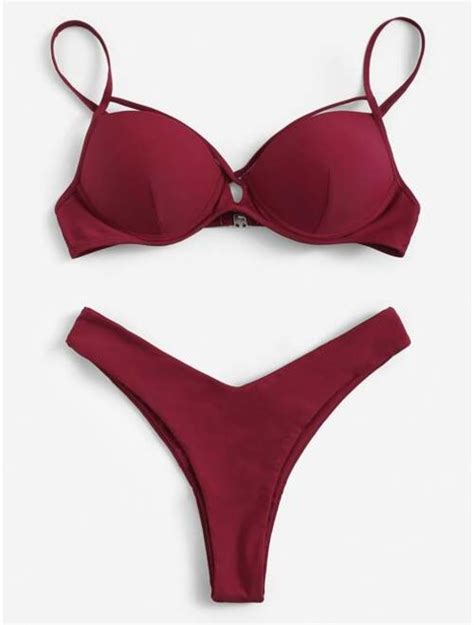 Buy Shein Criss Cross Underwire Top With High Leg Bikini Online Topofstyle