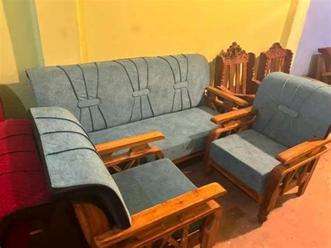 Teak Wood 5 Seater Grey Wooden Sofa Set At Rs 34000 Set In Obra ID