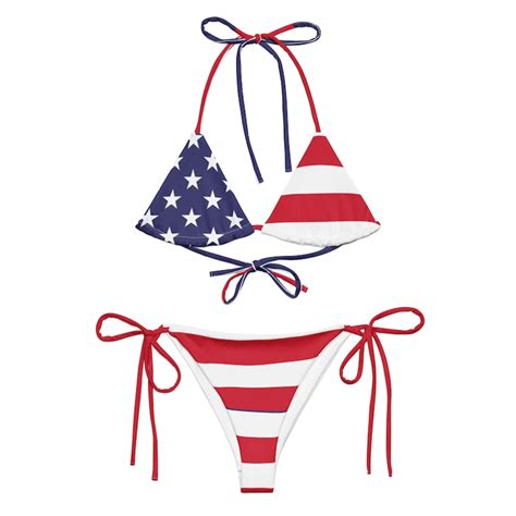Usa Flag American Print String Bikini Etsy