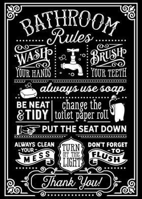 Metal Poster Displate Bathroom Rules Artofit