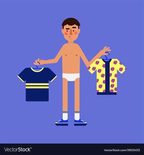 Naked Man Changing Clothes Royalty Free Vector Image