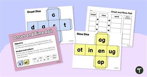 Onset And Rime Roll A Word Game Teach Starter