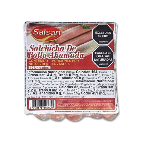 Salchicha De Pollo Ahumada Salsan 250 G 8 82 Oz Supermarket 23 Es