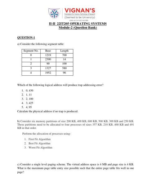 OS - Module Question Bank | PDF | Computer Data | Operating System ...