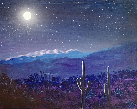 Arizona Desert Moonlight Painting By Chance Kafka Pixels