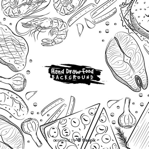 Ручной обращается еда фон | Премиум векторы
