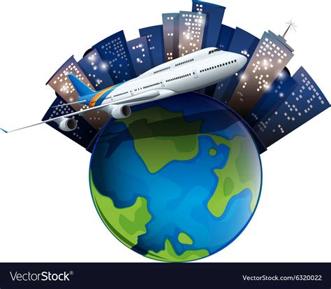 airplane flying   world royalty  vector image