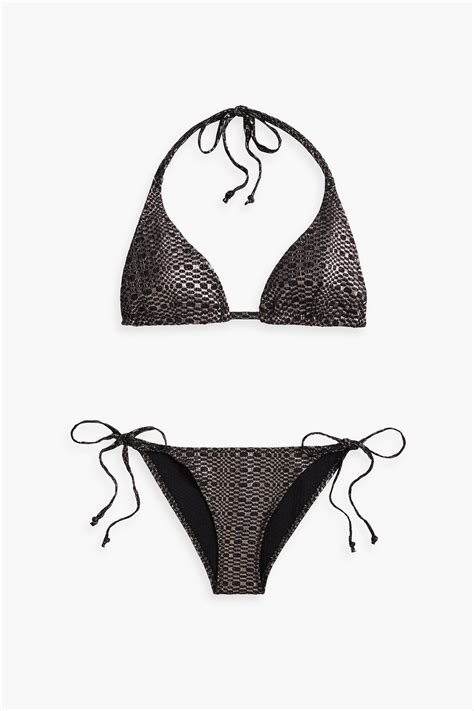 Lisa Marie Fernandez Pamela Metallic Seersucker Triangle Bikini In