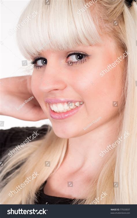 Cute Blonde Posing On White Background Stock Photo 77553037 Shutterstock