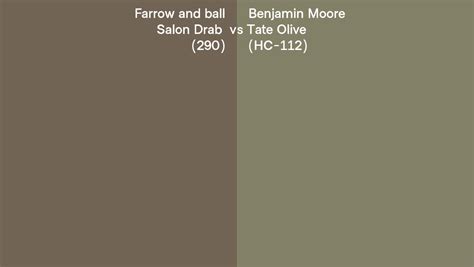 Farrow And Ball Salon Drab 290 Vs Benjamin Moore Tate Olive Hc 112