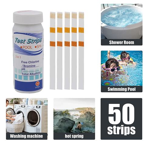 Up To 50 YOKIUYI 3 In 1 Ph Test Strips 50Pcs Chlorine Dip Test Strips