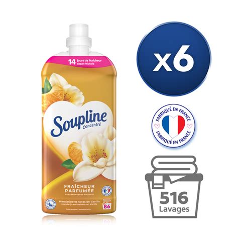 Pack de 6 SOUPLINE Adoucissant Linge Concentré Fraîcheur Parfumée