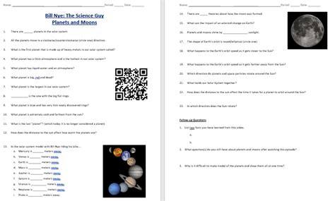 Bill Nye Planets Worksheet