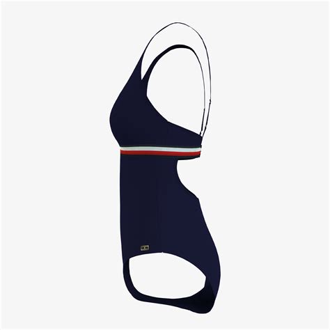 Tommy Hilfiger Triangle One Piece Rp Kadın Mavi Mayo Kadin Mayo Bikini 34 4542876 SuperStep