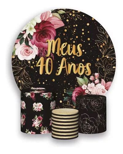 Panel De Fiesta Redondo Con Tres Fundas Flowers My Years