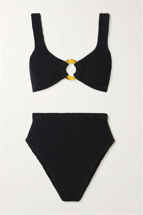 HUNZA G Nadine Seersucker Bikini NET A PORTER