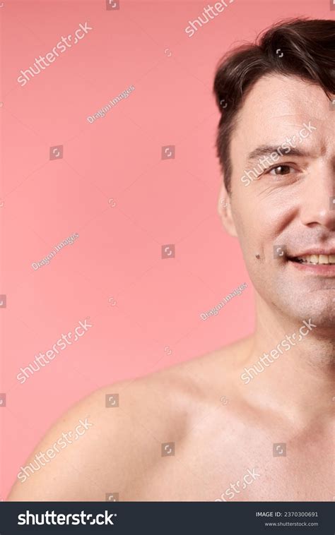 Portrait Positive Shirtless Mature Man Standing Stock Photo Shutterstock
