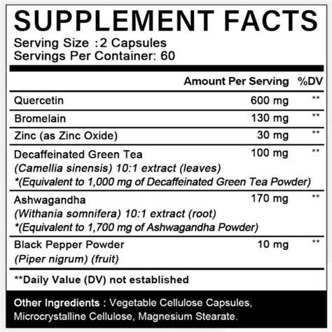 Quercetin Complex With Bromelain 120 Vegan Capsules Added Zinc Ebay