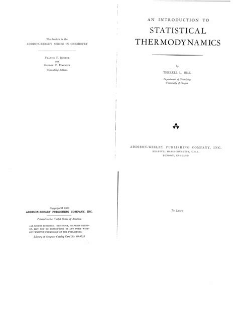 Terrell L. Hill - Introduction To Statistical Thermodynamics-Addison