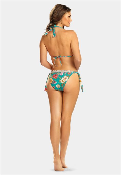 Wiązany dół bikini w kwiaty z koronką FD E Sklep Feba