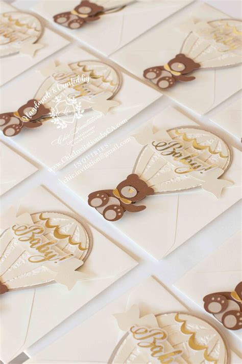 Hot Air Balloon Invitation Teddy Bear Invitation Nude Etsy