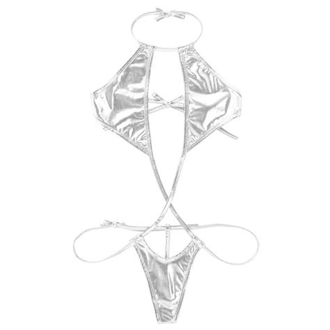 Luxevana Swim One Piece Swimsuit Metallic Silver Micro Bikini Poshmark