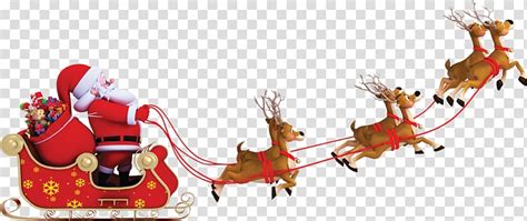 Santa Claus Reindeer Sled Christmas Promotion Transparent Background