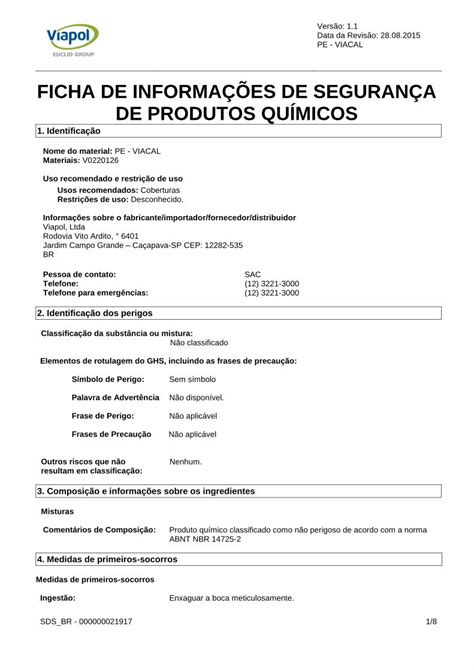 Pdf Ficha De Informa Es De Seguran A De Abnt Nbr