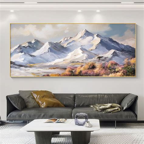 Original Snow Mountain Oil Painting On Canvas Large Nature Etsy In