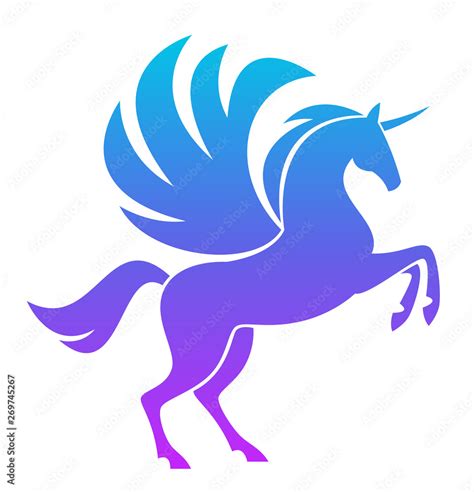 Blue Pegasus On A White Background Stock Vector Adobe Stock