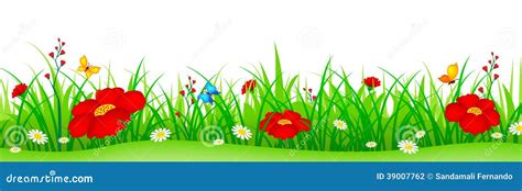 Grass With Flowers Cartoon Vector 90822321
