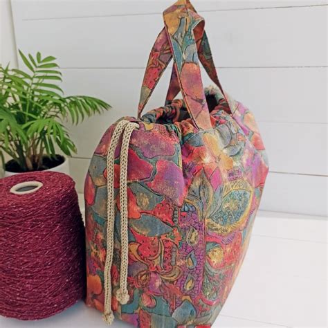 Extra Large Knitting Project Bag Cotton Drawstring Knitting Etsy