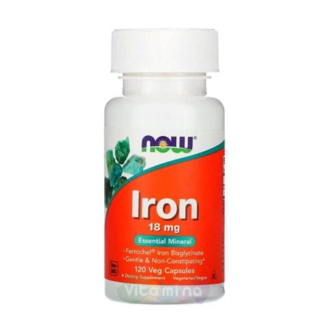 Now Foods Железо Iron Ferrochel 18 мг, 120 капс купить в интернет ...
