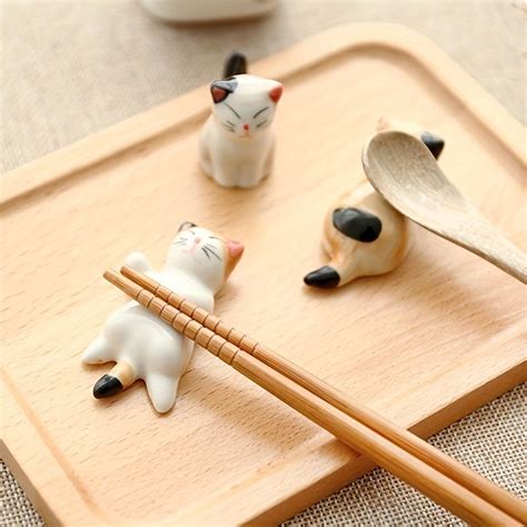 1pc Cute Lucky Cat Chopstick Rest Ceramic Holder Chopstick Pillow Ceramic Home Decor