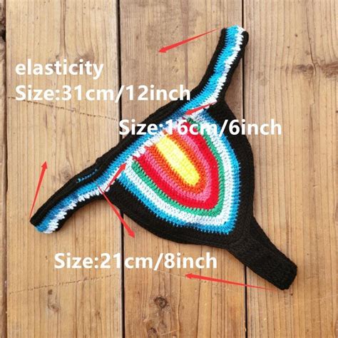 Handmade Crochet Bikini Set Rainbows Rasta Tassel Women Swimwear Push Up Sexy Swimsuit Vacation