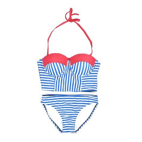 Pcs Set Sexy Bikini Mulheres Set Stripe Moda Padr O Bandage Top G Em Promo O Ofertas Na