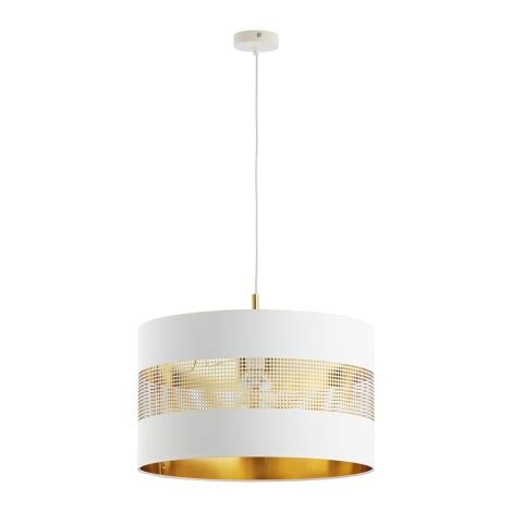 Suspension filaire TAGO 1xE27 25W 230V blanche dorée Lumimania