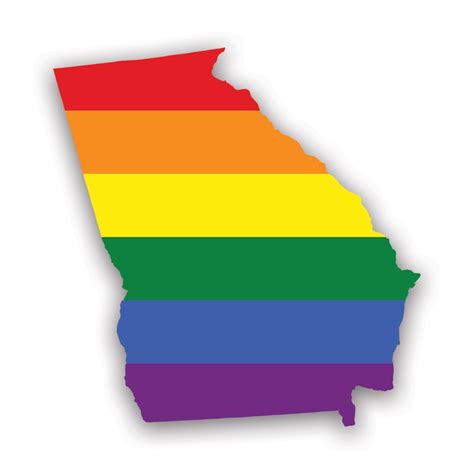 Georgia State Shaped Gay Pride Rainbow Flag Sticker Decal Self Adhesive Vinyl Weatherproof