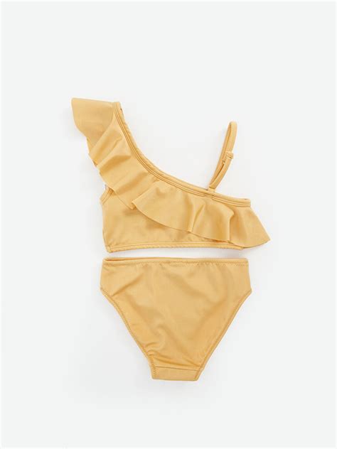 LCW ECO Sarı Fırfır Detaylı Kız Çocuk Bikini S4BH03Z4 J5R LCW