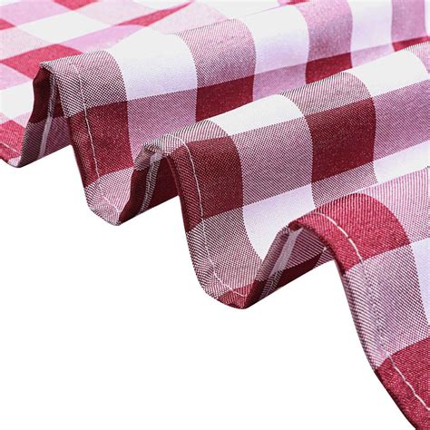 Buffalo Plaid Tablecloth 108 Round Whiteburgundy Checkered Gingham Polyester Tablecloth