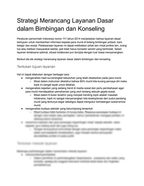 Solution Strategi Merancang Layanan Dasar Dalam Bimbingan Dan