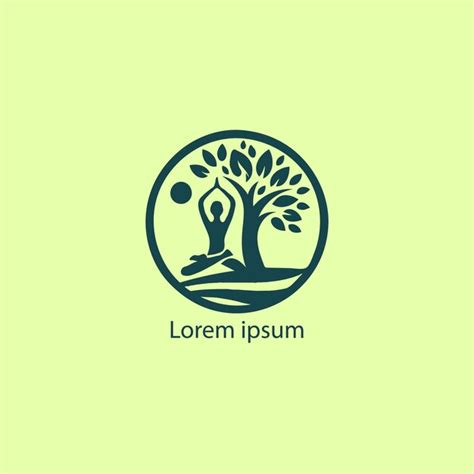 Un logotipo de yoga con un árbol y una persona haciendo un fondo blanco