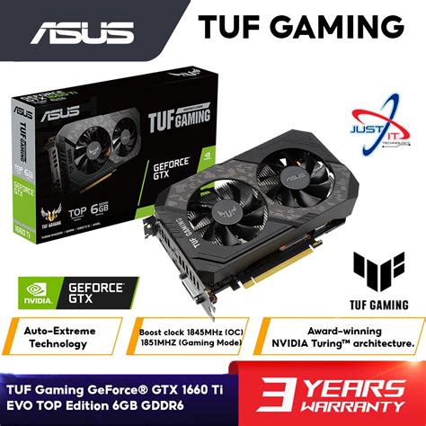 ASUS TUF GTX1660TI-T6G-EVO-GAMING GTX1660 TI EVO TOP EDITION 6GB DDR6 ...