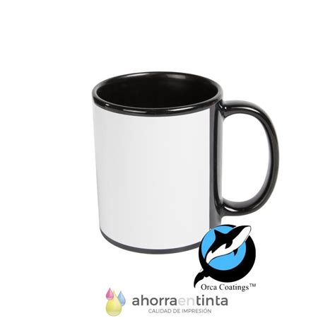 Taza De Cer Mica Oz Negra Con Recuadro Blanco Para Sublimar Calidad