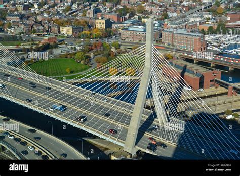 zakim bridge  boston massachusetts    stock photo
