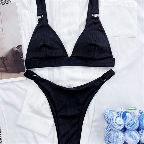 Sexy Rib Bikinis Woman Summer Swimwear Women S Swimsuit Thong Bikini Set Push Up Beach Bathing