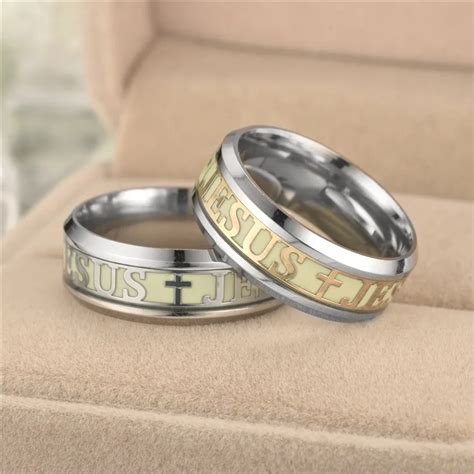 Personalized Fluorescent Ring Light Luminous Christian Jesus Ring Buy