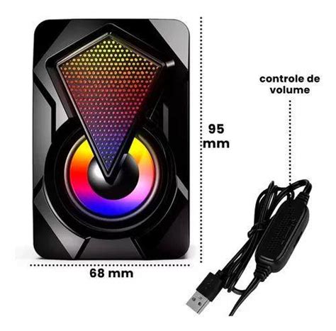 Caixa De Som Usb P Gamer Para Computador Notebook Rgb Knup Caixa