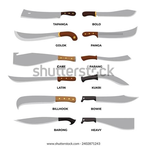 Set Different Types Machete Knife Collection Stock Vector (Royalty Free) 2402871243 | Shutterstock